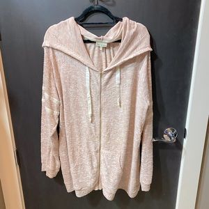 Knitted zipper hoodie with ties. Size 2x